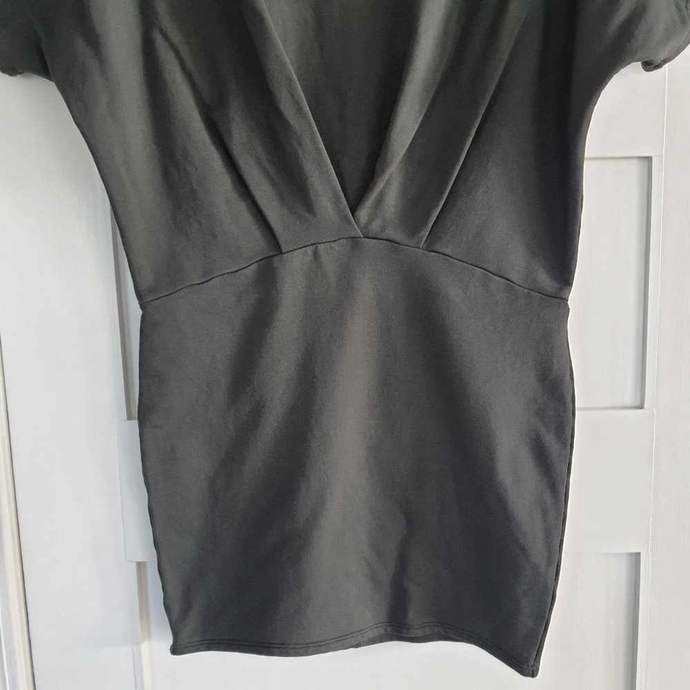 Athleta Short Sleeve Dress Womens XS Dark Grey Nylon Cotton Stretch Round Neck - Picture 5 of 9
